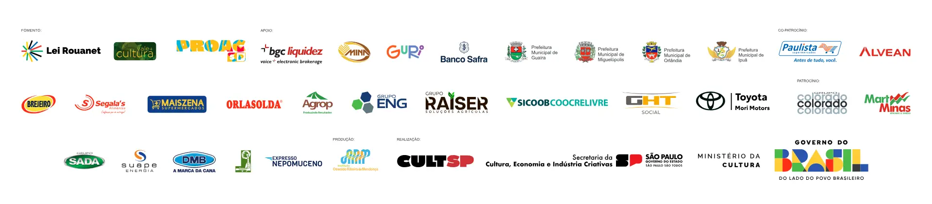 Régua de patrocinadores – Cia. Usina da Dança