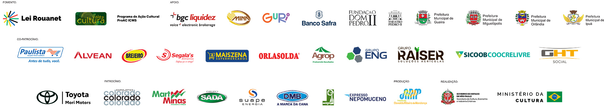 Régua de patrocinadores – Cia. Usina da Dança